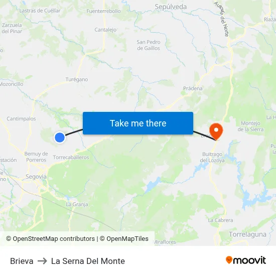 Brieva to La Serna Del Monte map