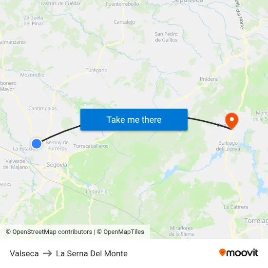 Valseca to La Serna Del Monte map
