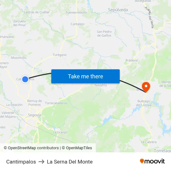 Cantimpalos to La Serna Del Monte map
