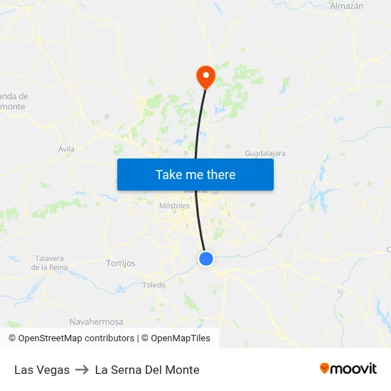 Las Vegas to La Serna Del Monte map