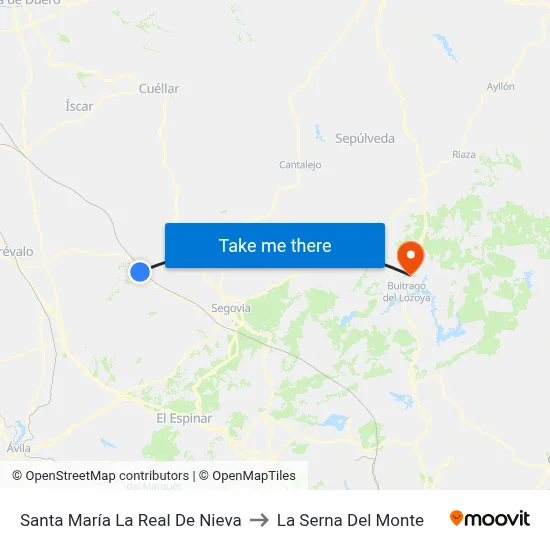 Santa María La Real De Nieva to La Serna Del Monte map