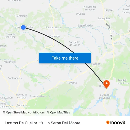 Lastras De Cuéllar to La Serna Del Monte map