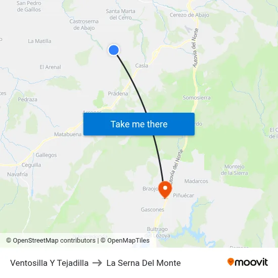 Ventosilla Y Tejadilla to La Serna Del Monte map