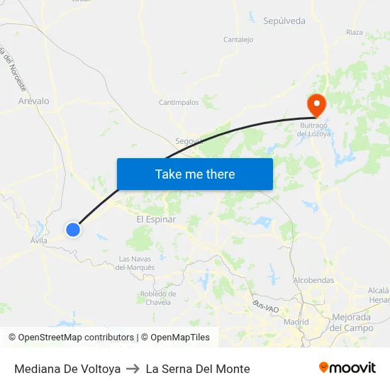 Mediana De Voltoya to La Serna Del Monte map