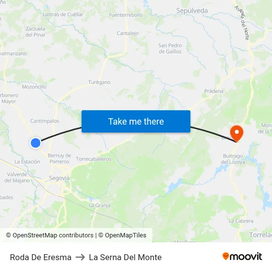 Roda De Eresma to La Serna Del Monte map