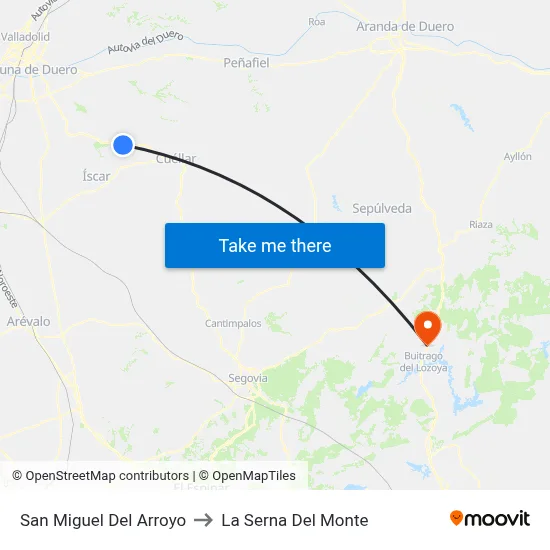 San Miguel Del Arroyo to La Serna Del Monte map