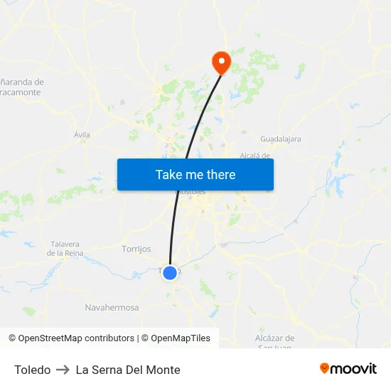 Toledo to La Serna Del Monte map
