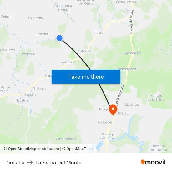 Orejana to La Serna Del Monte map