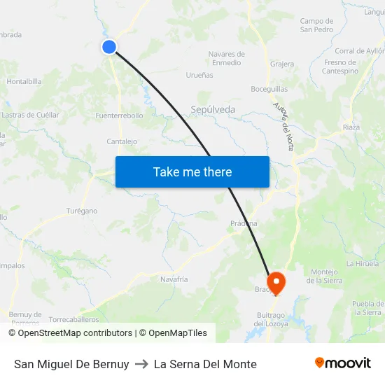 San Miguel De Bernuy to La Serna Del Monte map