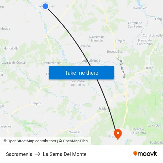 Sacramenia to La Serna Del Monte map
