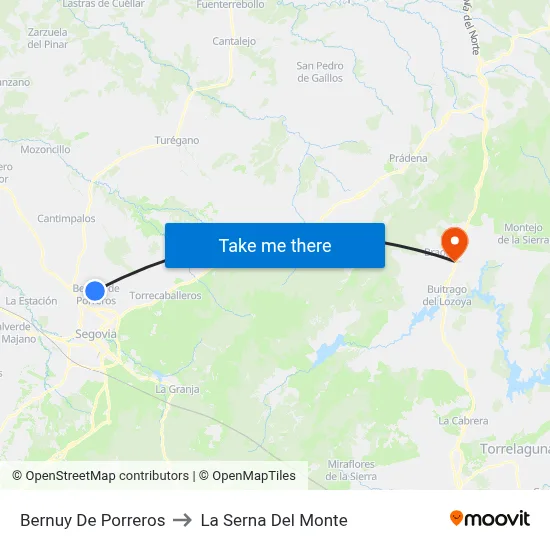 Bernuy De Porreros to La Serna Del Monte map