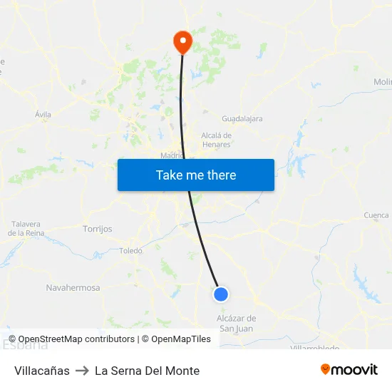 Villacañas to La Serna Del Monte map
