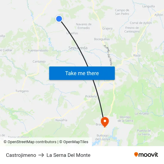 Castrojimeno to La Serna Del Monte map