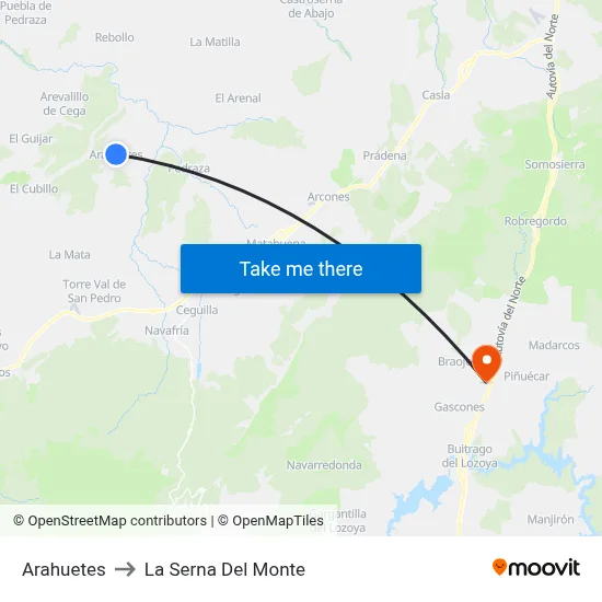 Arahuetes to La Serna Del Monte map