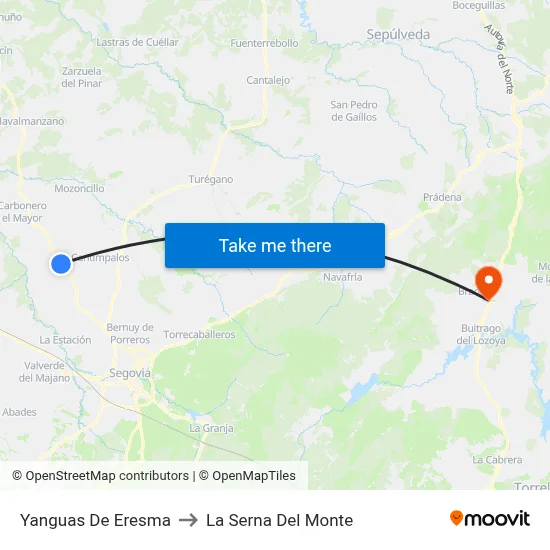 Yanguas De Eresma to La Serna Del Monte map