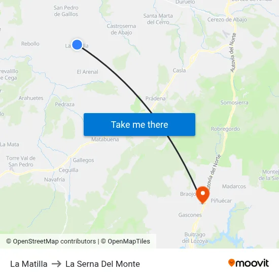 La Matilla to La Serna Del Monte map