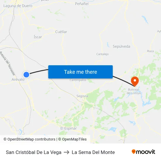 San Cristóbal De La Vega to La Serna Del Monte map