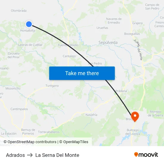 Adrados to La Serna Del Monte map