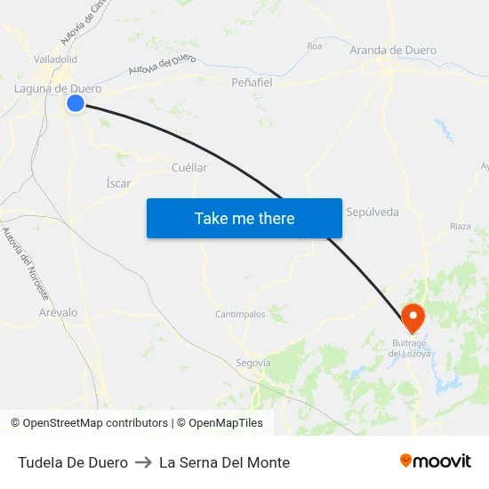 Tudela De Duero to La Serna Del Monte map