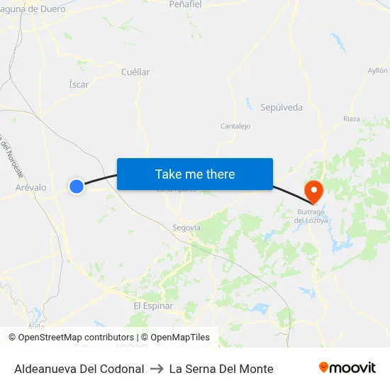 Aldeanueva Del Codonal to La Serna Del Monte map
