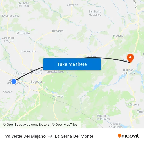 Valverde Del Majano to La Serna Del Monte map