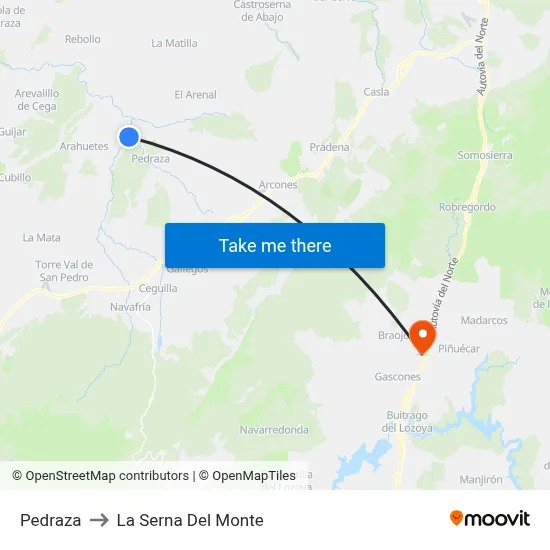 Pedraza to La Serna Del Monte map