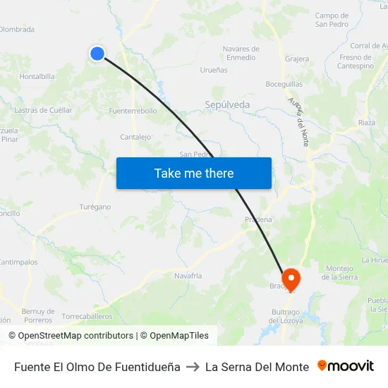 Fuente El Olmo De Fuentidueña to La Serna Del Monte map
