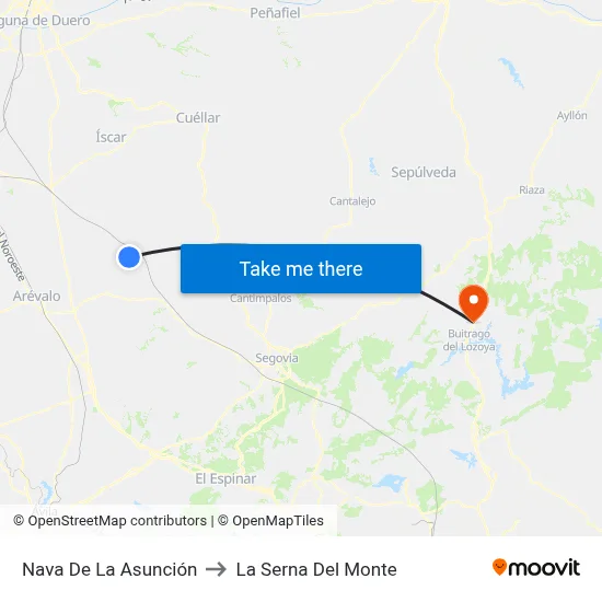 Nava De La Asunción to La Serna Del Monte map