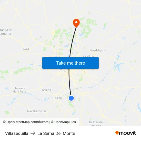 Villasequilla to La Serna Del Monte map