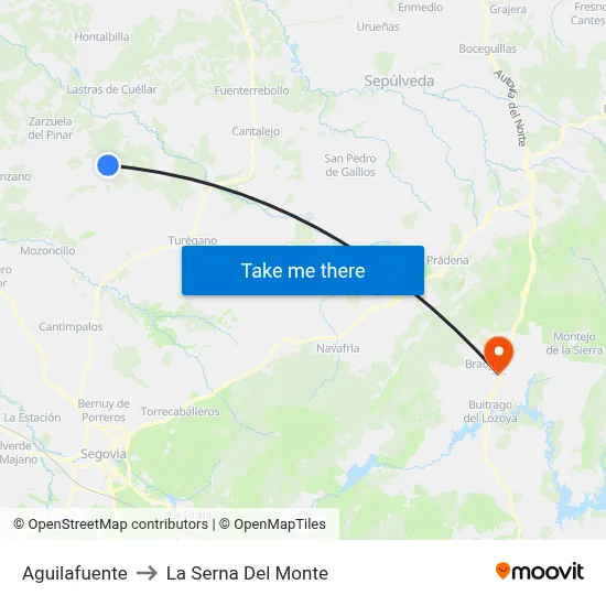 Aguilafuente to La Serna Del Monte map