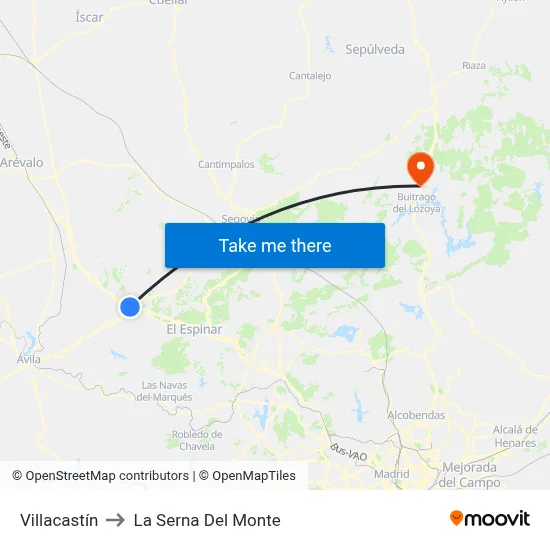 Villacastín to La Serna Del Monte map