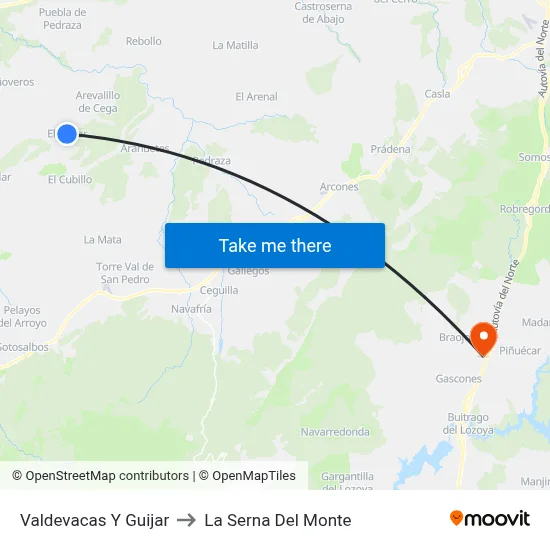 Valdevacas Y Guijar to La Serna Del Monte map