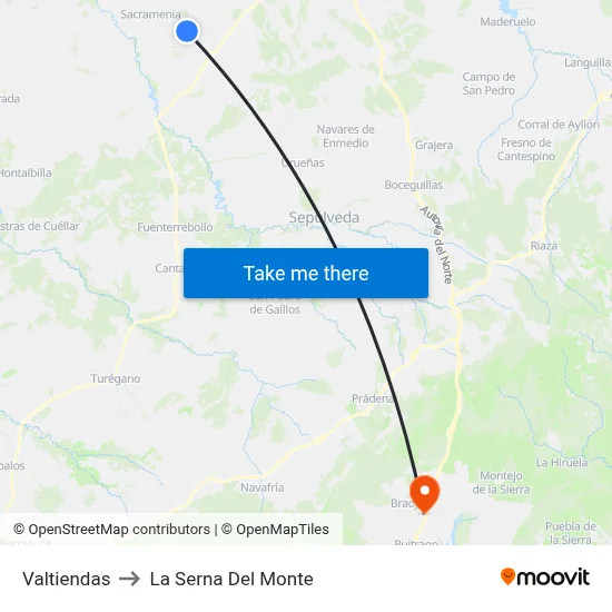 Valtiendas to La Serna Del Monte map