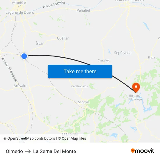 Olmedo to La Serna Del Monte map