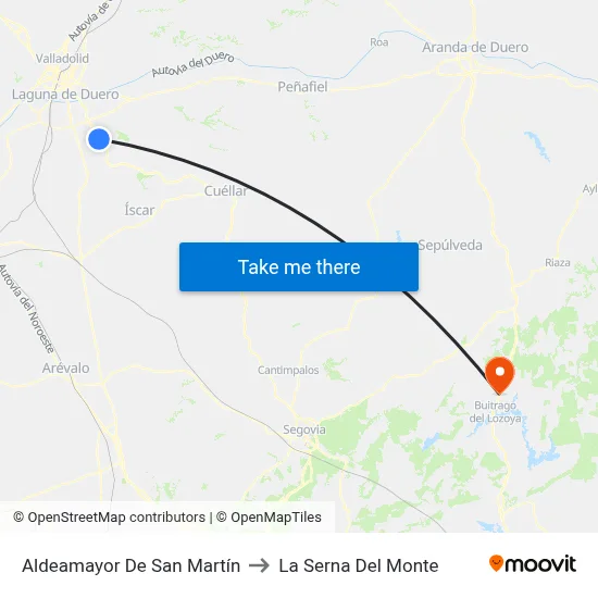 Aldeamayor De San Martín to La Serna Del Monte map