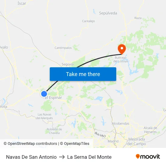 Navas De San Antonio to La Serna Del Monte map