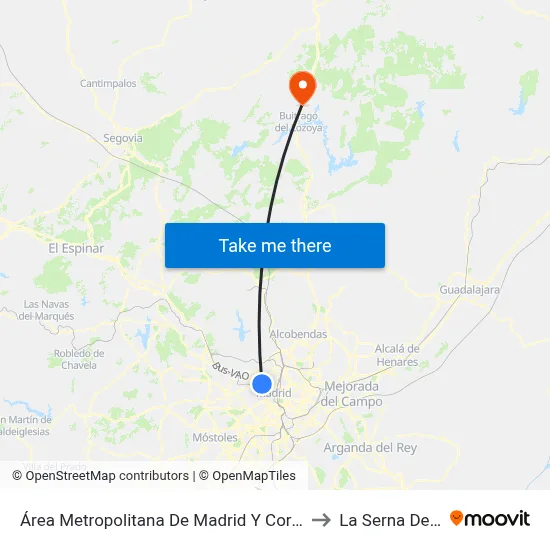 Área Metropolitana De Madrid Y Corredor Del Henares to La Serna Del Monte map
