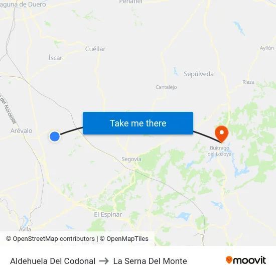 Aldehuela Del Codonal to La Serna Del Monte map