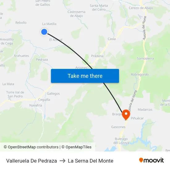 Valleruela De Pedraza to La Serna Del Monte map