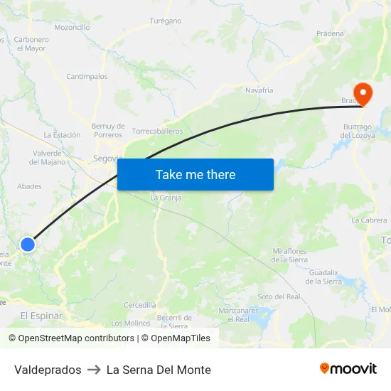 Valdeprados to La Serna Del Monte map