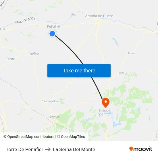 Torre De Peñafiel to La Serna Del Monte map