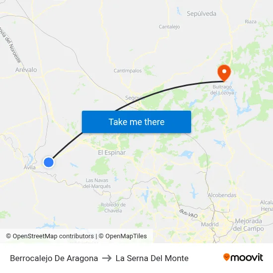 Berrocalejo De Aragona to La Serna Del Monte map