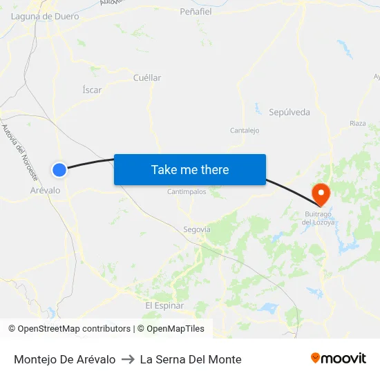 Montejo De Arévalo to La Serna Del Monte map