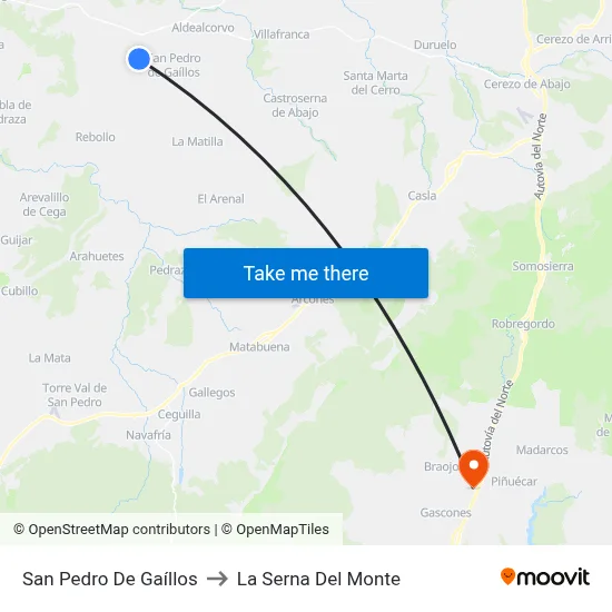 San Pedro De Gaíllos to La Serna Del Monte map