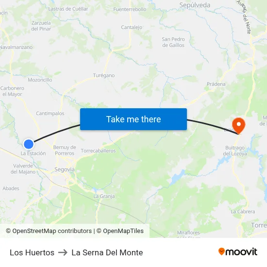Los Huertos to La Serna Del Monte map