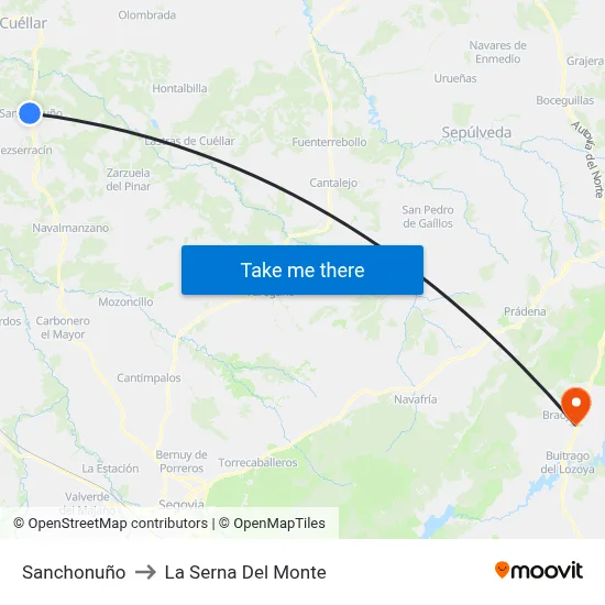 Sanchonuño to La Serna Del Monte map