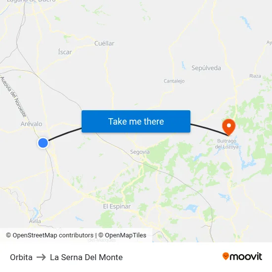 Orbita to La Serna Del Monte map