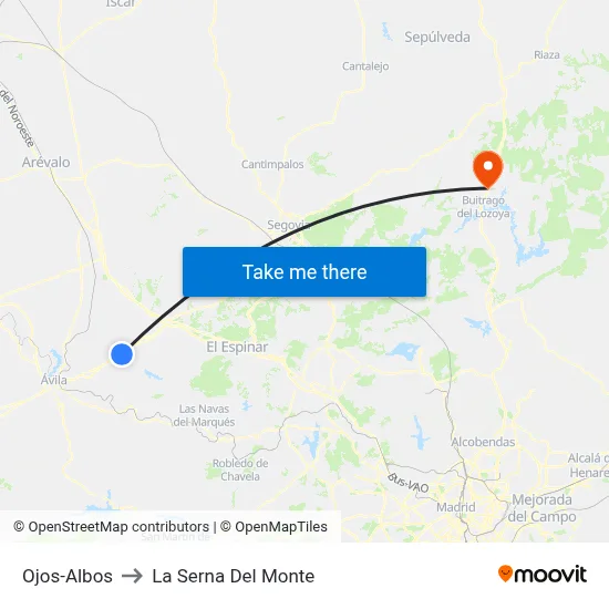 Ojos-Albos to La Serna Del Monte map