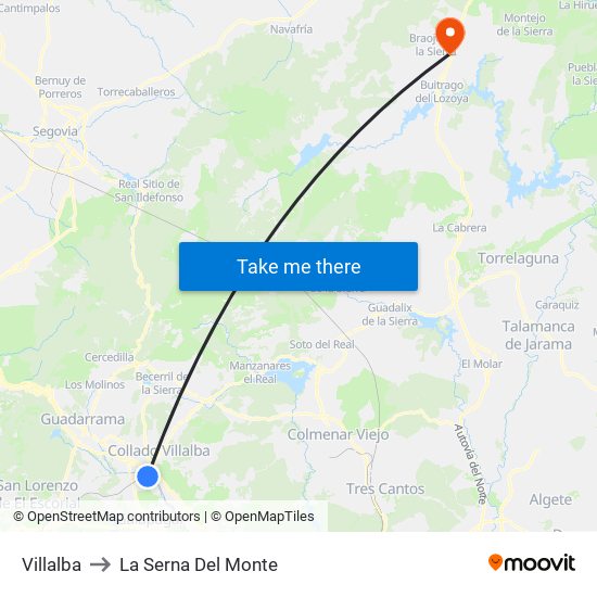 Villalba to La Serna Del Monte map