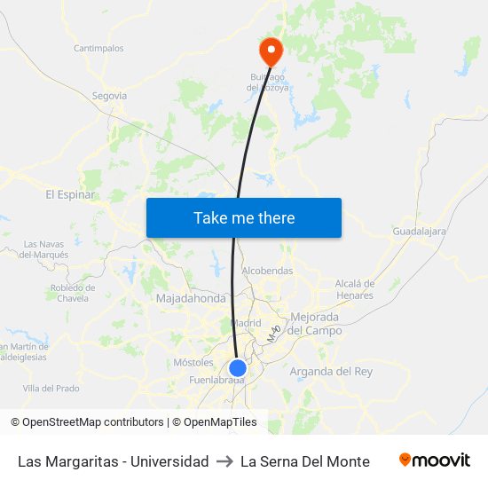 Las Margaritas - Universidad to La Serna Del Monte map